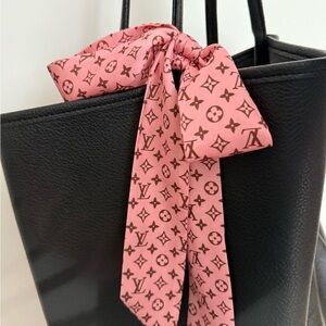 Silk monogram bag scarf